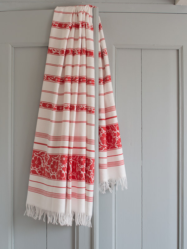 hammam towel with flowers, brick red